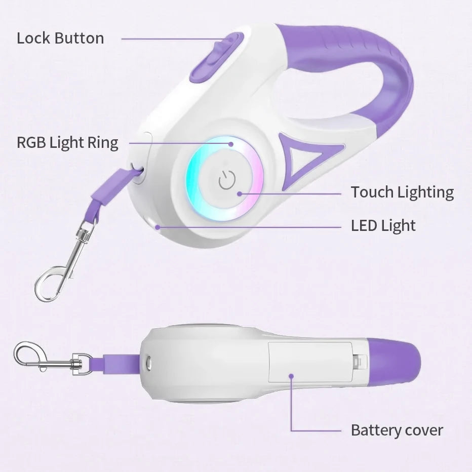 LunarLeash™ Night-Tech LED Dog Leash – Battery-Powered Safety Glow